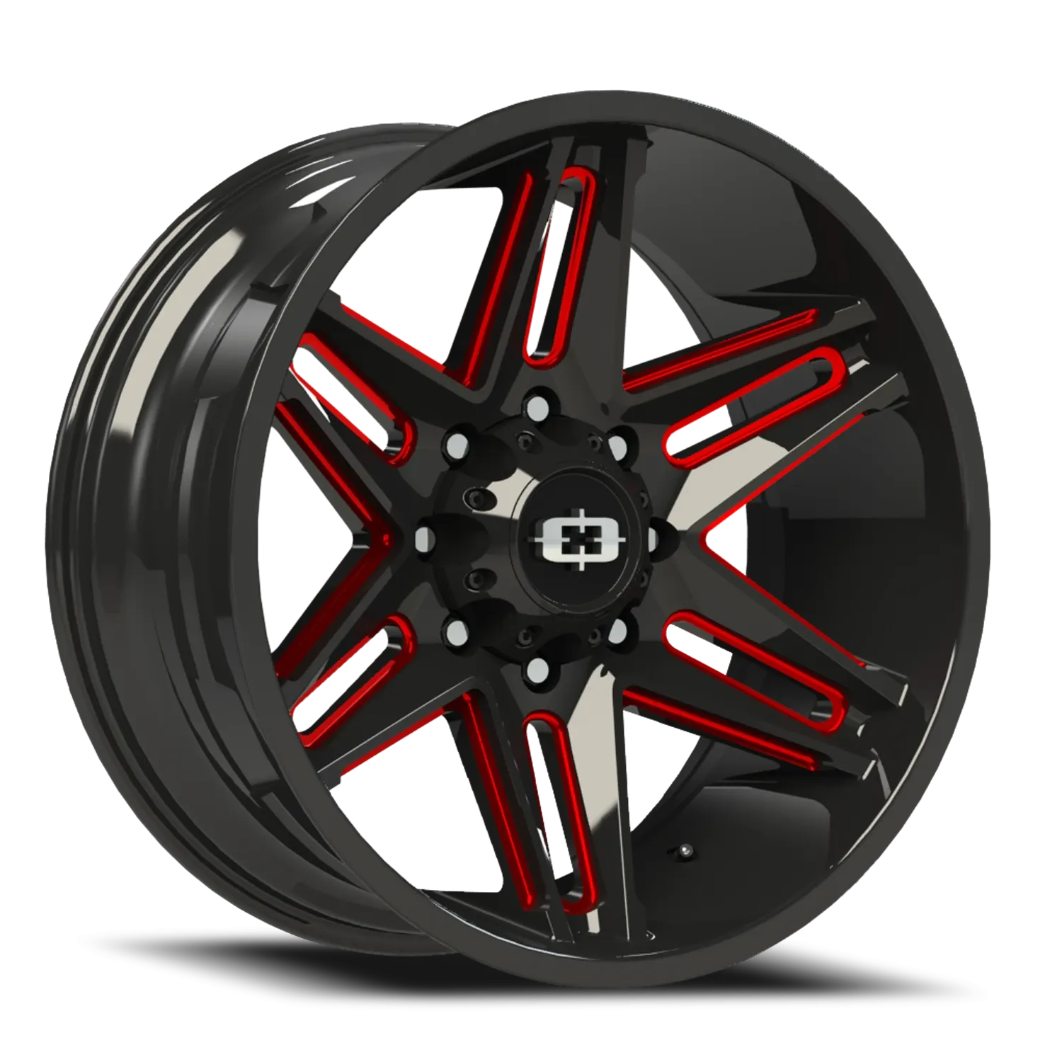 VISION 363 24X12 GLOSS BLACK MILLED SPOKE WITH RED TINT